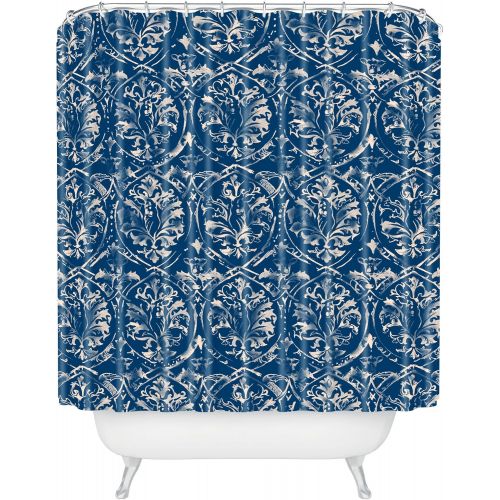  Deny Designs Pattern State Deer Damask Indigo Shower Curtain, 69 x 72