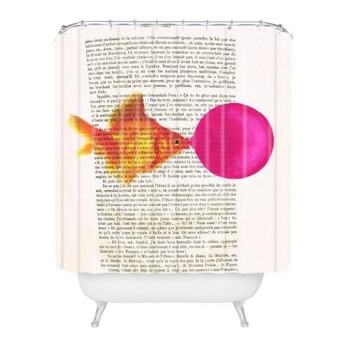  Deny Designs Coco de Paris Goldfish With Bubblegum Shower Curtain, 69 x 72