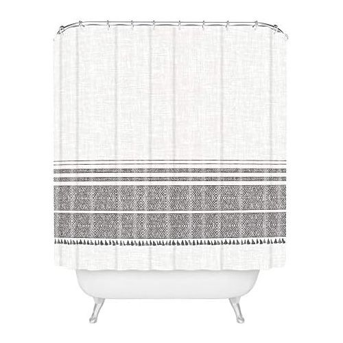  Deny Designs Holli Zollinger French Linen Charcoal Tassel Shower Curtain, 72 x 69, Grey