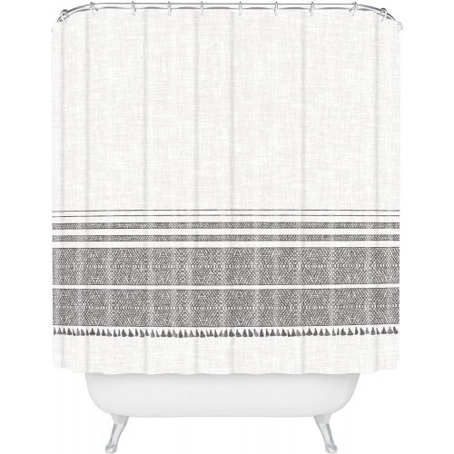  Deny Designs Holli Zollinger French Linen Charcoal Tassel Shower Curtain, 72 x 69, Grey