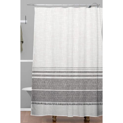 Deny Designs Holli Zollinger French Linen Charcoal Tassel Shower Curtain, 72 x 69, Grey