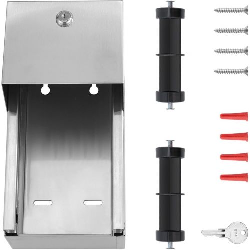  Dependable Direct Pack of 6 - Dual Rolls Toilet Paper Dispenser - Lockable Design - 304 Grade Stainless Steel