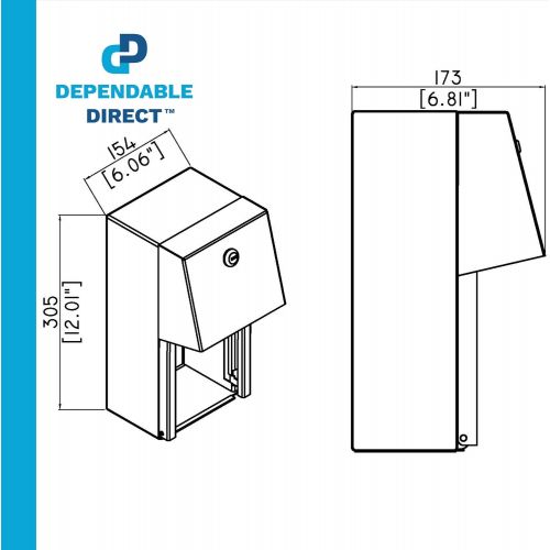  Dependable Direct Pack of 6 - Dual Rolls Toilet Paper Dispenser - Lockable Design - 304 Grade Stainless Steel