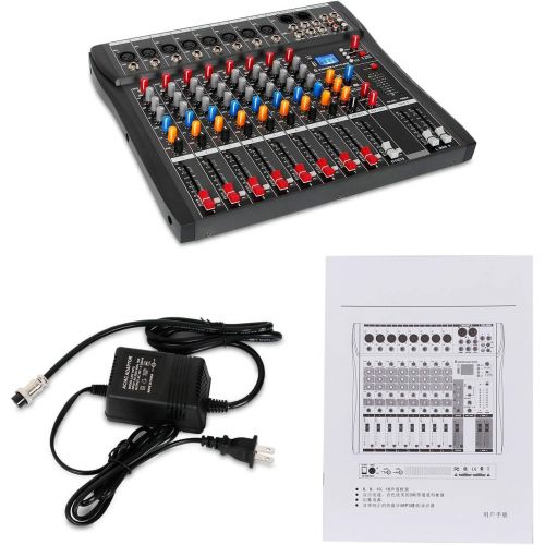  Depusheng DX8 Professional Mixer Sound Board Console 8 Channel Desk System Interface Digital USB MP3 Input 48V Phantom Power Stereo DJ Studio FX Steel Chassis,Black Bluetooth USB A