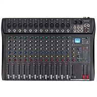 Depusheng DT12 Studio Audio Mixer 12-Channel DJ Sound Controller Interface w/USB Drive for Computer Recording Input, XLR Microphone Jack, 48V Power, RCA Input/Output for Profession