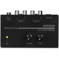 Phono Turntable Preamp-Mini Audio Stereo Phonograph，Separate DC 12V Power Adapter, RCA Input, RCA Output & Low Noise preamp,Portable, Independent Knob Control Operation -Depusheng