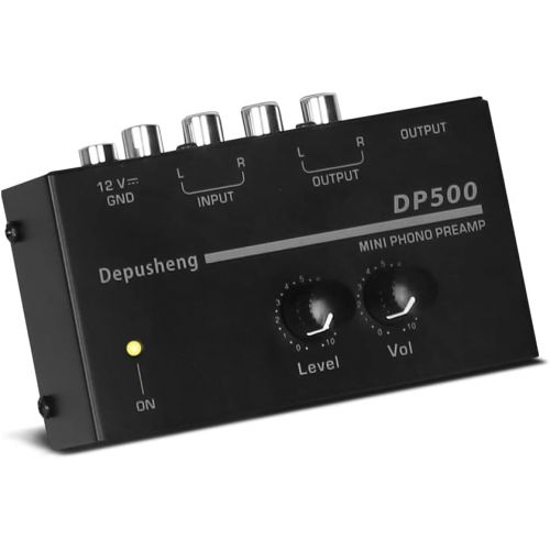  Phono Turntable Preamp-Mini Audio Stereo Phonograph，Separate DC 12V Power Adapter, RCA Input, RCA Output & Low Noise preamp,Portable, Independent Knob Control Operation -Depusheng