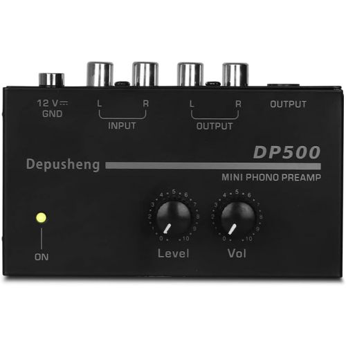  Phono Turntable Preamp-Mini Audio Stereo Phonograph，Separate DC 12V Power Adapter, RCA Input, RCA Output & Low Noise preamp,Portable, Independent Knob Control Operation -Depusheng