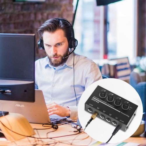  [아마존베스트]Depusheng DA400 Ultra-Compact 4 Channels Mini Audio Stereo Headphone Amplifier with Power Adapter Black