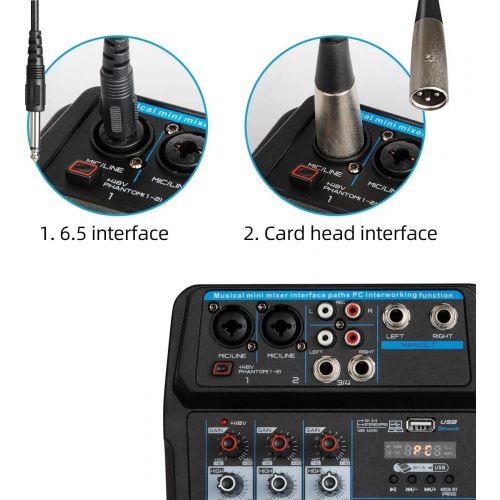  [아마존베스트]Depusheng U4 6 Channel USB Audio Mixer for Computer Recording Bands