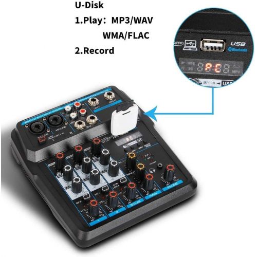  [아마존베스트]Depusheng U4 6 Channel USB Audio Mixer for Computer Recording Bands