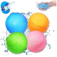 SOPPYCID Reusable Water Balloons for Kids, Pool Beach Water Outdoor Summer Toys, Soft Silicone Water Splash Ball, Magnetic Water Balloons for Outdoor Games, Summer Party (4Pcs)