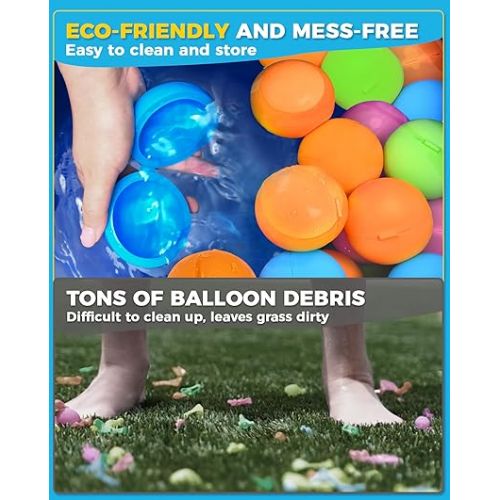  SOPPYCID Reusable Water Balloons for Kids, Pool Beach Water Outdoor Summer Toys, Soft Silicone Water Splash Ball, Magnetic Water Balloons for Outdoor Games, Summer Party (4Pcs)