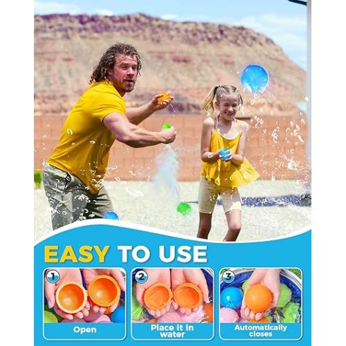  SOPPYCID Reusable Water Balloons for Kids, Pool Beach Water Outdoor Summer Toys, Soft Silicone Water Splash Ball, Magnetic Water Balloons for Outdoor Games, Summer Party (8Pcs)