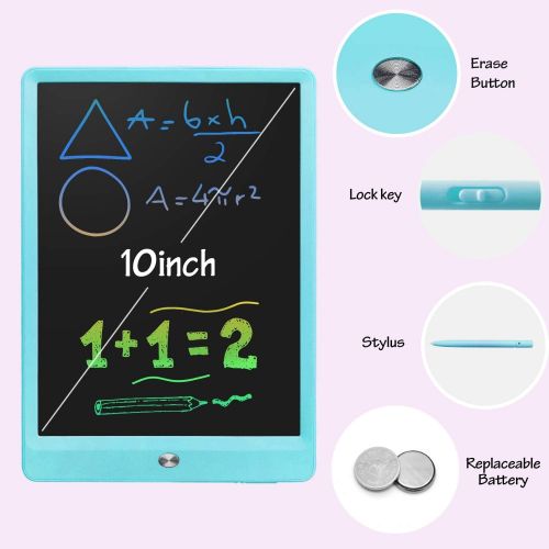  [아마존베스트]Derabika LCD Writing Tablet Drawing Board, 10 Inch Colorful Doodle Board Drawing Tablet for Kids, Educational Toys for 3 4 5 6 7 Year Old Boys, Christmas Birthday Toys Gifts for Bo