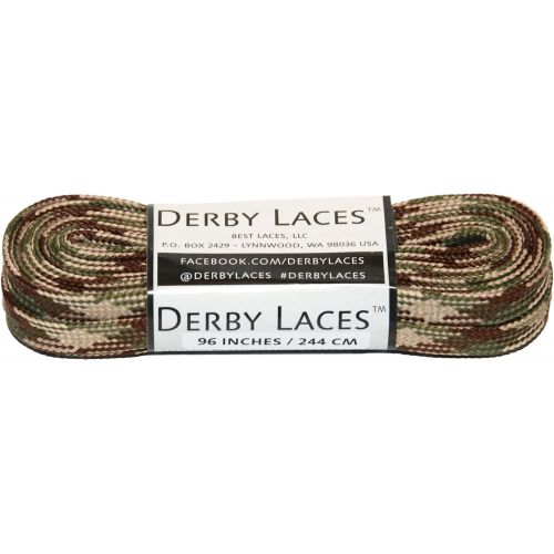  Derby Laces Camouflage 96 Inch Waxed Skate Lace for Roller Derby, Hockey and Ice Skates, and Boots