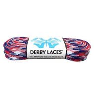 Derby Laces Red, White, and Blue USA Laces - Flat, 10mm Wide, for Boots, Skates, Roller Derby, Hockey and Ice Skates