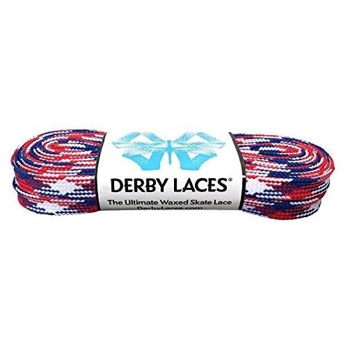  Derby Laces Red, White, and Blue USA Laces - Flat, 10mm Wide, for Boots, Skates, Roller Derby, Hockey and Ice Skates