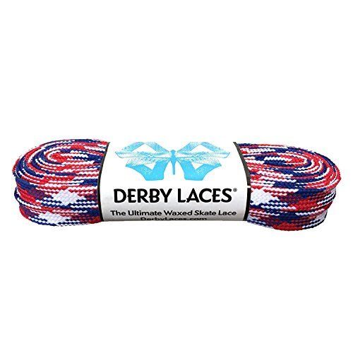  Derby Laces Red, White, and Blue USA Laces - Flat, 10mm Wide, for Boots, Skates, Roller Derby, Hockey and Ice Skates