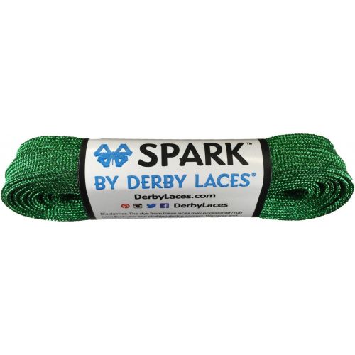  Derby Laces Green Spark Shoelace for Shoes, Skates, Boots, Roller Derby, Hockey and Ice Skates