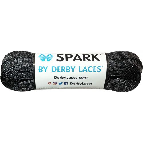  Derby Laces Spark Black Metallic Shoelace for Shoes, Skates, Boots, Roller Derby, Hockey and Ice Skates