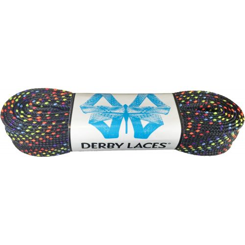  Derby Laces Rainbow 108 Inch Waxed Skate Lace for Roller Derby, Hockey and Ice Skates, and Boots