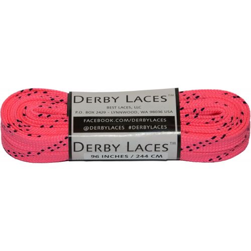  Derby Laces Hot Pink 96 Inch Waxed Skate Lace for Roller Derby, Hockey and Ice Skates, and Boots