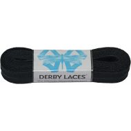 Derby Laces Solid Black - Flat, 10mm Wide, for Boots, Skates, Roller Derby, and Hockey Skates