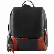 Derek Alexander Leather Derek Alexander Backpack Sling with Large Front Open, Black/Brandy, One Size