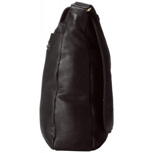  Derek Alexander Leather Derek Alexander Large 3/4 Flap Unisex Messenger Bag, Black