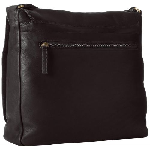  Derek Alexander Leather Derek Alexander Large 3/4 Flap Unisex Messenger Bag, Black