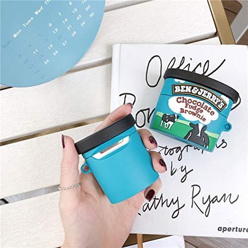  [아마존베스트]Derhom Airpods Silicone Case for Apple Airpods 1 & 2 [Ice Cream Design] [Best Gift for Girls, Boys or Couple] (Benjerry)