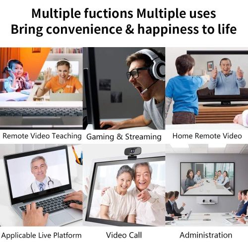  USB Web Camera, Dericam 1080P HD Webcam with Microphone and Privacy Cover [Plug and Play], 1080p/30fps Laptop Face Cam for Zoom/Skype/Teams, PC Video Conference
