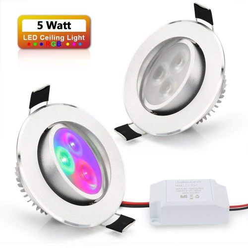  [Pack of 20] RGB LED Ceiling Light Dimmable, Derlights 3W Color Changing Recessed Light with Remote Control for Home Stage Party Decor, AC 85-265V