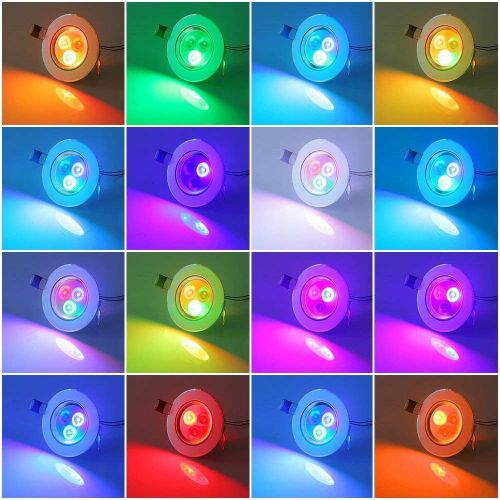  [Pack of 20] RGB LED Ceiling Light Dimmable, Derlights 3W Color Changing Recessed Light with Remote Control for Home Stage Party Decor, AC 85-265V