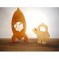 DesChosesEnBois Wooden toys Cosmonaut rocket made from natural wood // Natural Organic Toys for childs // Imagination kids