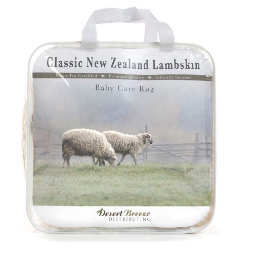  Desert Breeze Distributing New Zealand Classic Lambskin, Ethically Sourced, Silky Soft Natural Length Wool, Un-Shorn Baby Care Rug, Premium Quality, Large Size 34 to 36 inches in Length