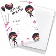 Desert Cactus Ninja Girl Style 3 Happy Birthday Invitations Invite Cards (10 Count) with Envelopes Boys Girls Kids Party (10ct)