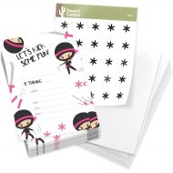 Desert Cactus Ninja Girl 3 Happy Birthday Invitations Invite Cards (25 Count) With Envelopes and Seal Stickers Vinyl Girls Kids Party (25ct)