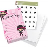 Desert Cactus Ninja Girl 1 Happy Birthday Invitations Invite Cards (25 Count) With Envelopes and Seal Stickers Vinyl Girls Kids PartyNinja Girl 1 (25ct)