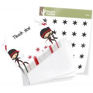 Desert Cactus Ninja Thank You Cards (25 Count) With Envelopes and Seal Stickers Bulk Birthday Party Bridal Blank Graduation Kids Children Boy Girl Baby Shower (25ct)