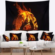 Designart Wood Stove with Fire and Blaze Abstract Tapestry Blanket Decor Wall Art for Home and Office Medium: 39 in. x 32 in
