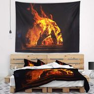 Designart Wood Stove with Fire and Blaze Abstract Tapestry Blanket Decor Wall Art for Home and Office x Large: 92 x 78