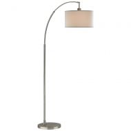 Design Classics Arc Floor Lamp with Modern Drum Shade in Satin Nickel