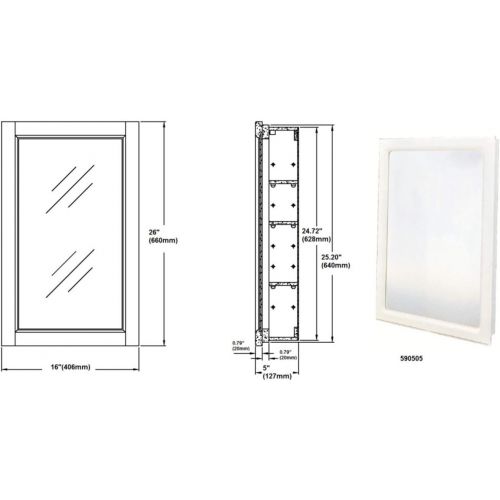  Design House 590505 16x26 Concord Ready-To-Assemble Single Door Medicine Cabinet, White