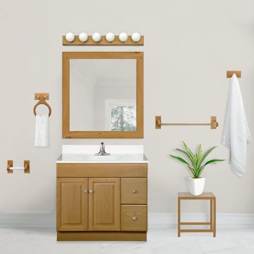  Design House 561258 Dalton 4-Piece Bathroom Accessory Kit, Honey Oak Finish