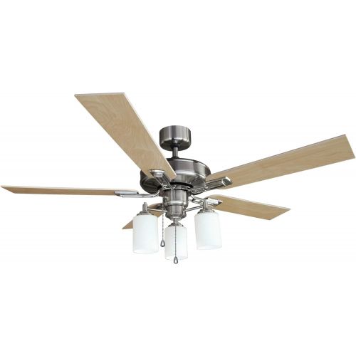  Design House 556621 Aubrey 3 Light Ceiling Fan 52, Satin Nickel