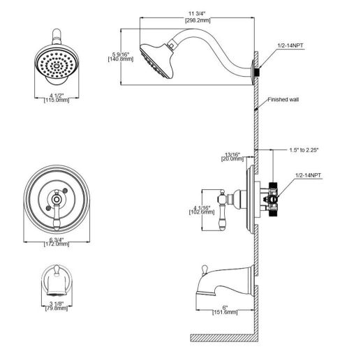  Design House 523472 Oakmont 2-Handle Bath and Shower Trim with Valve, Oil Rubbed Bronze