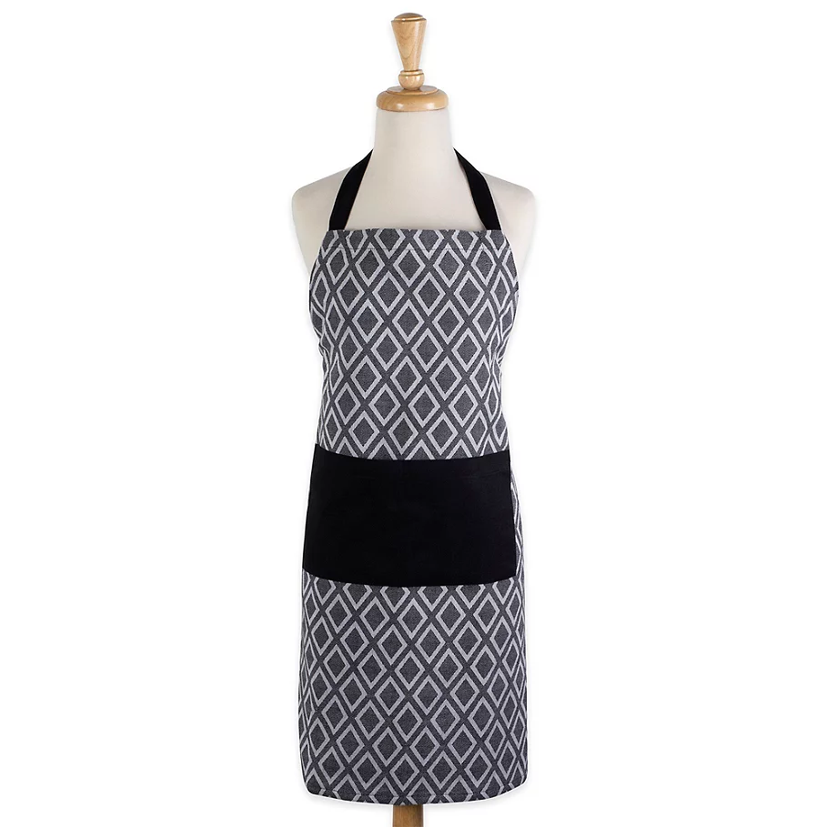  Design Imports Geometric Diamond Apron in BlackWhite