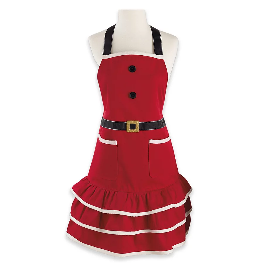 Design Imports Mrs. Claus Apron in RedWhite